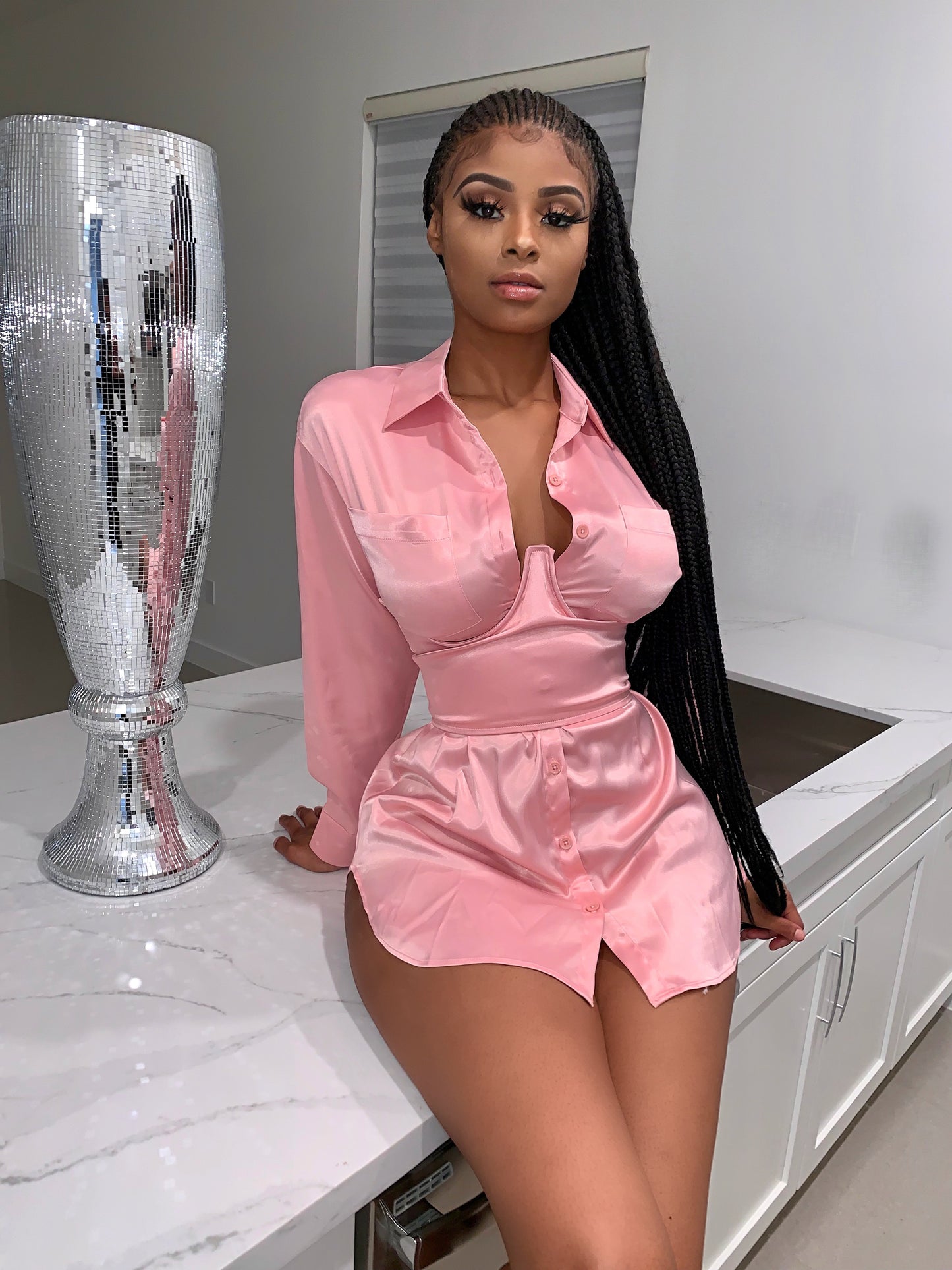 Clinched Shirt Dress