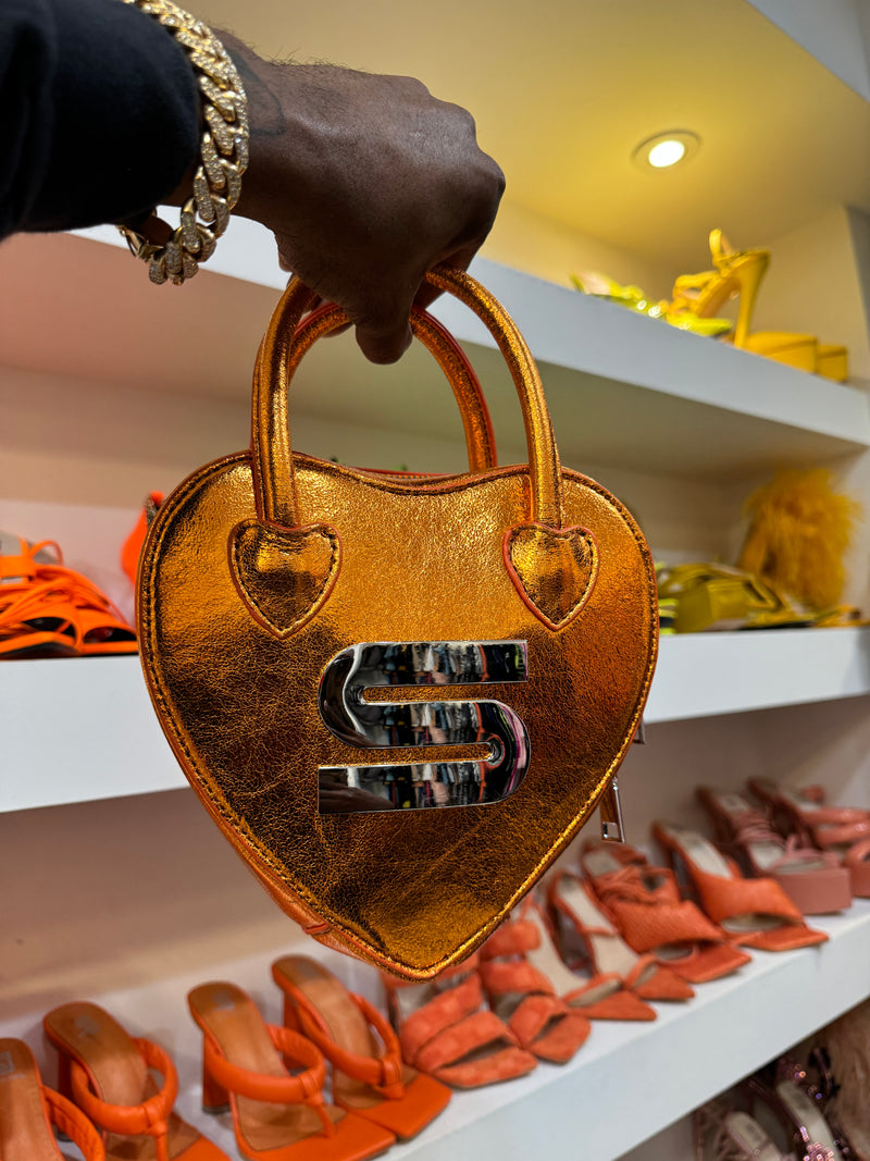 Orange Chrome Heart Purse 1 of 1