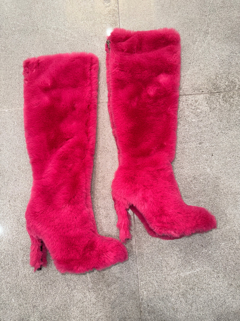 Pink Fur Boots 1 of 1