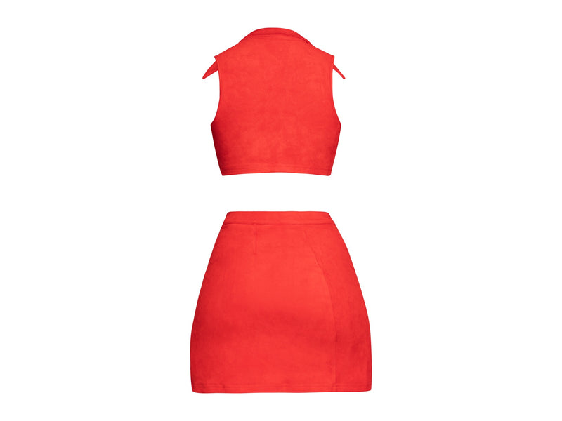 Soothing Arch Red Suede Skirt