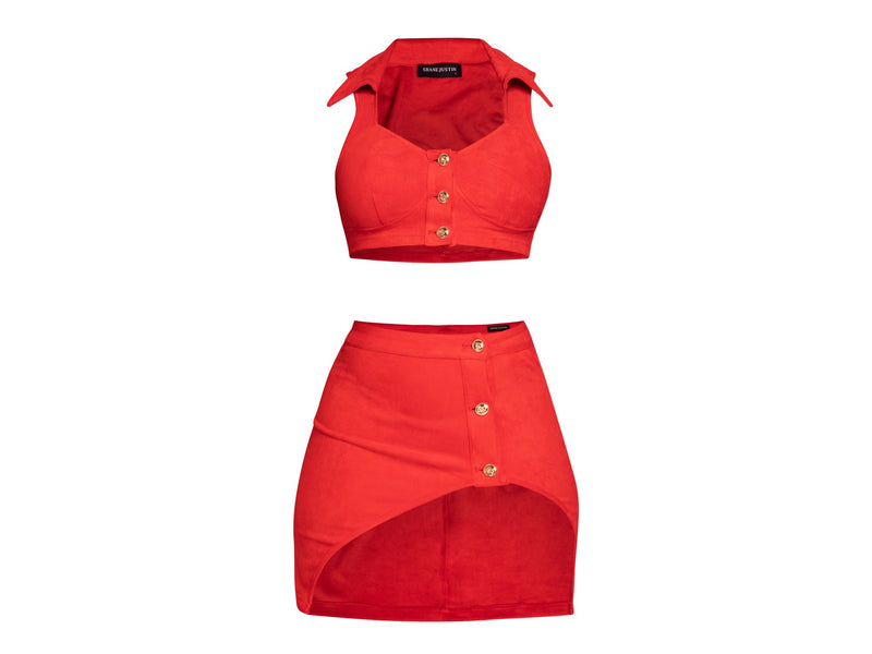 Soothing Arch Red Suede Skirt