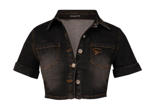 Dirty Denim Crop Shirt Black