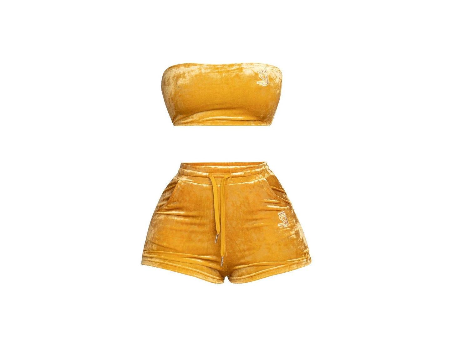Velvet Mini Shorts Yellow