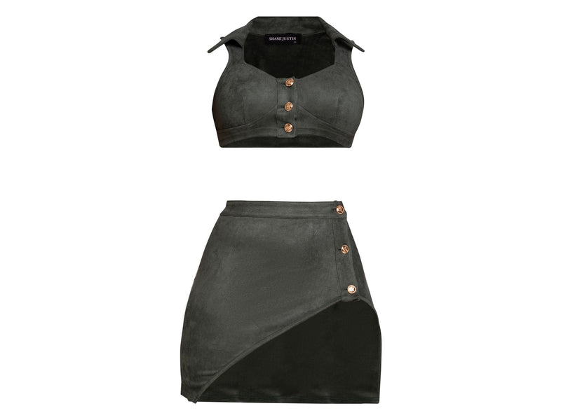 Soothing Arch Green Suede Skirt