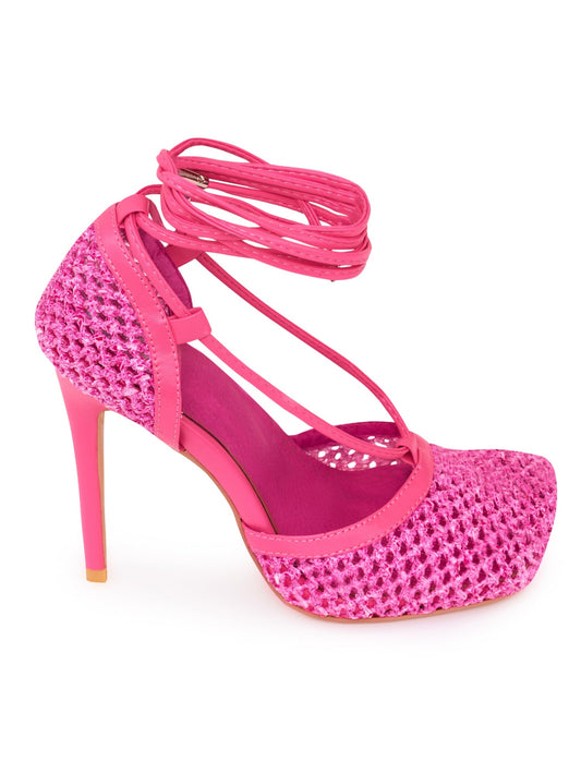 Basket Knit Heel Pink