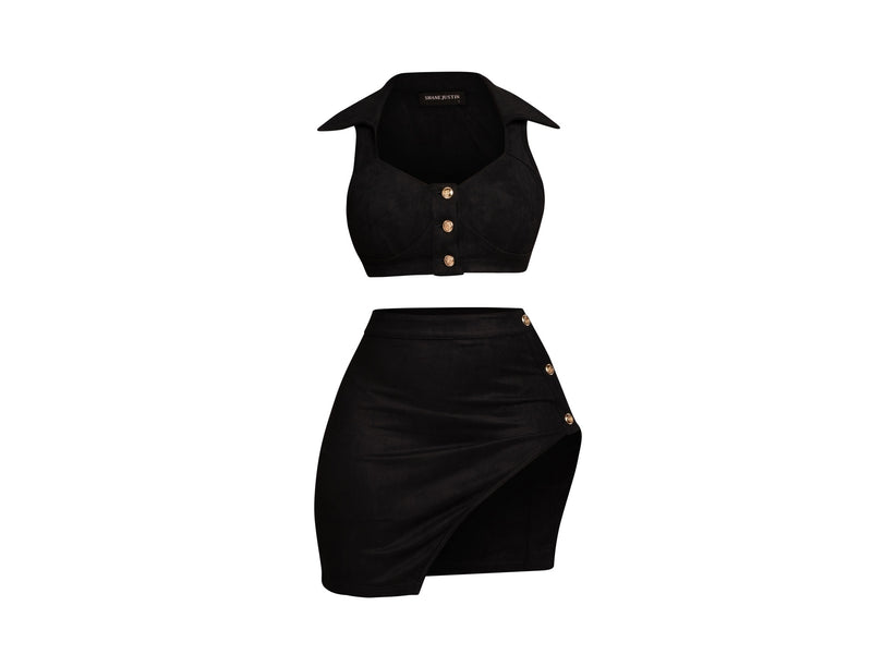 Soothing Arch Black Suede Skirt