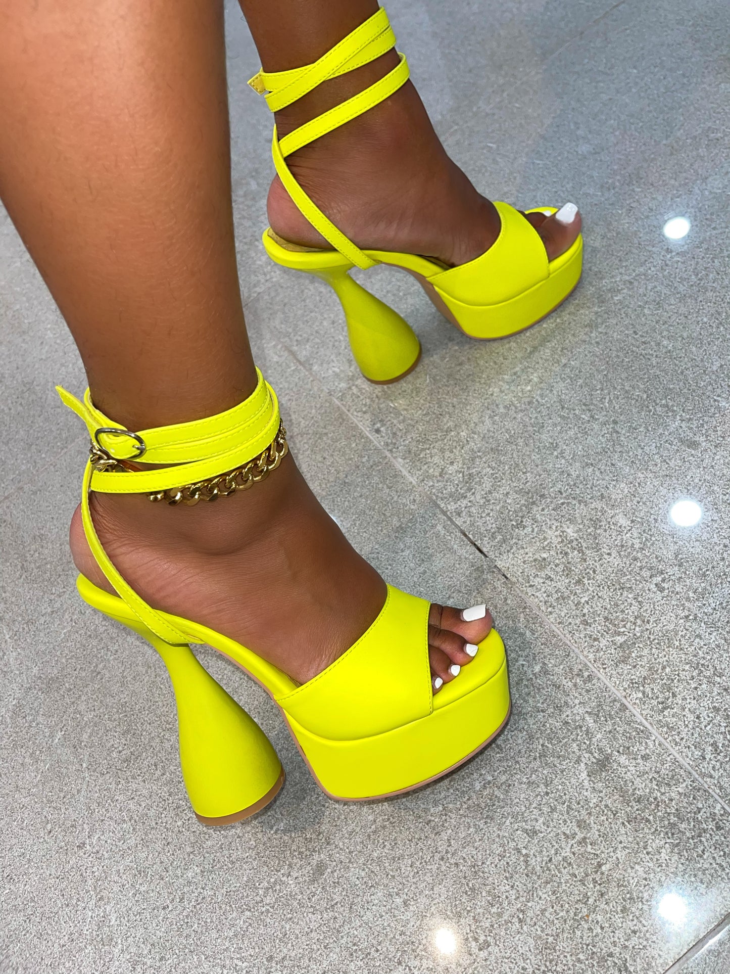 Disco Diva Heels Neon Yellow