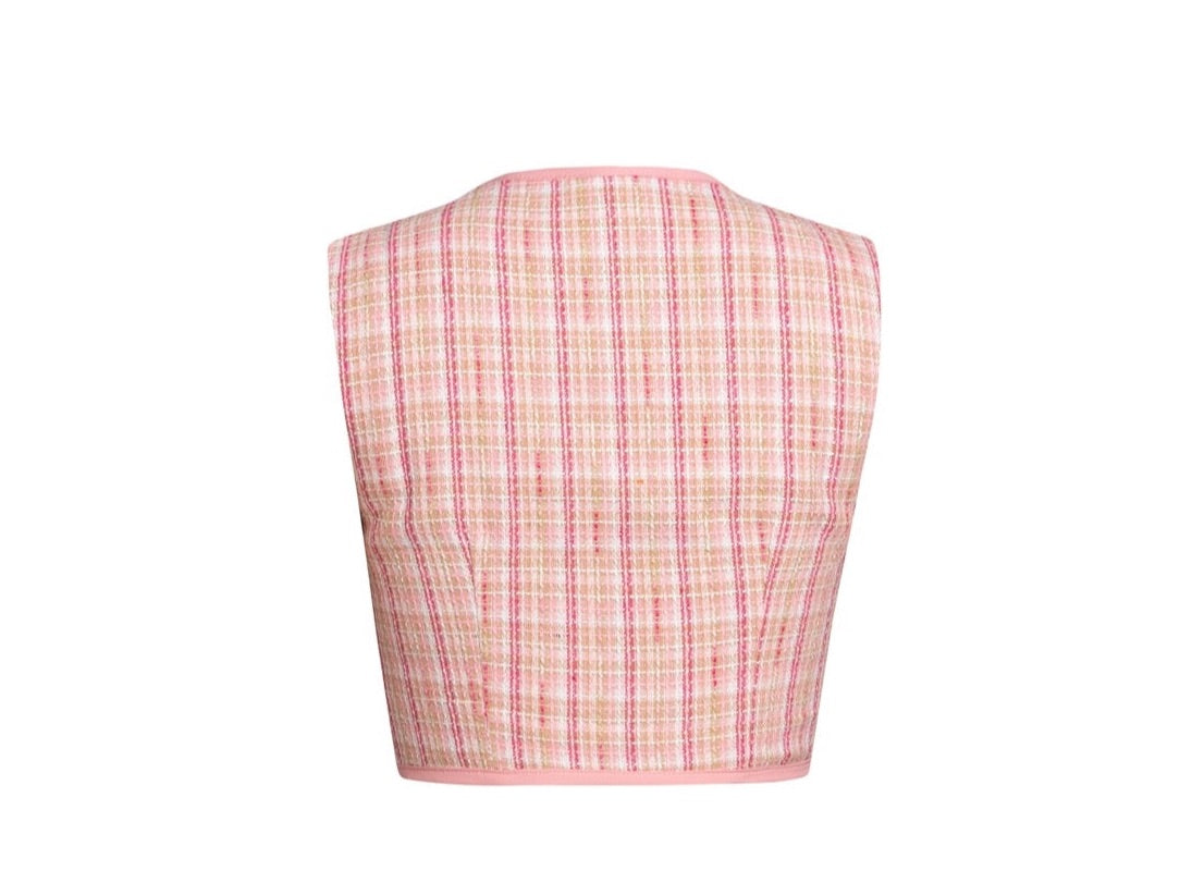 Clueless Prep Tweed Vest Pink