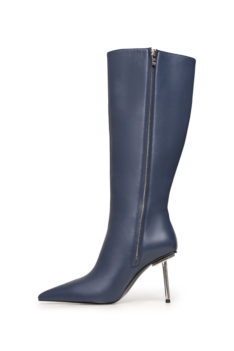 Navy Leather Wedge Boots, 75317, Softwaves- 33 34 35 | Liliboty