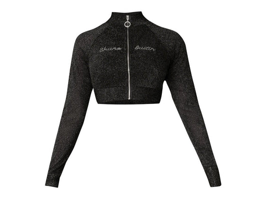 Diamond Stripe Crop Jacket Black