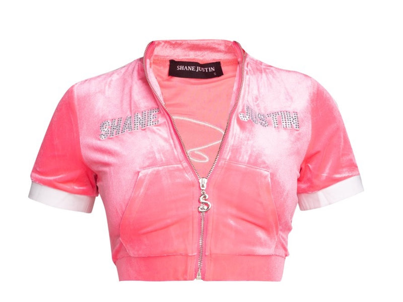 Velvet 2K Pink Crop Jacket