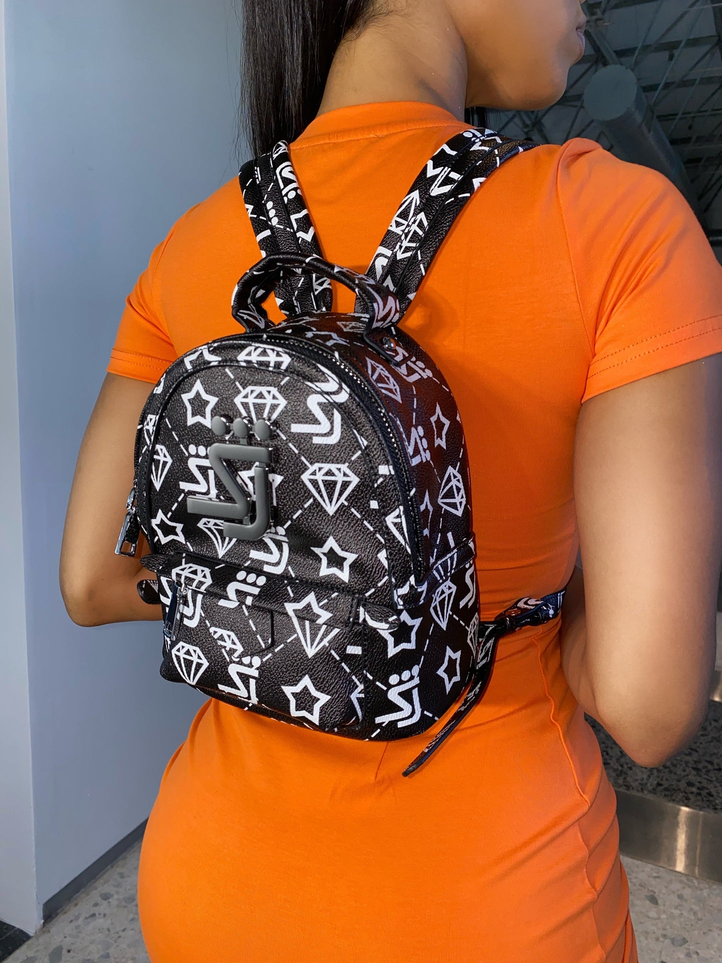 SJ Monogram Backpack Black