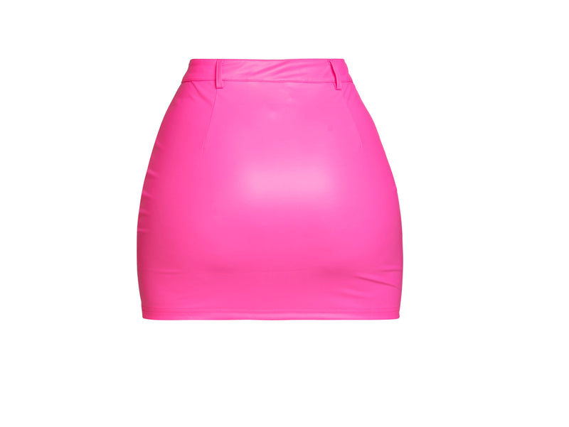 Speedway Pink Leather Skirt